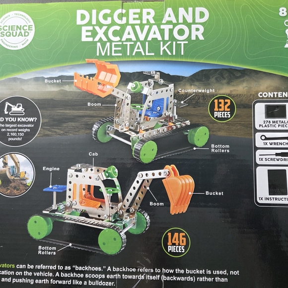 Digger and Excavator Metal Kit - Green and Orange - Picture 1 of 4
